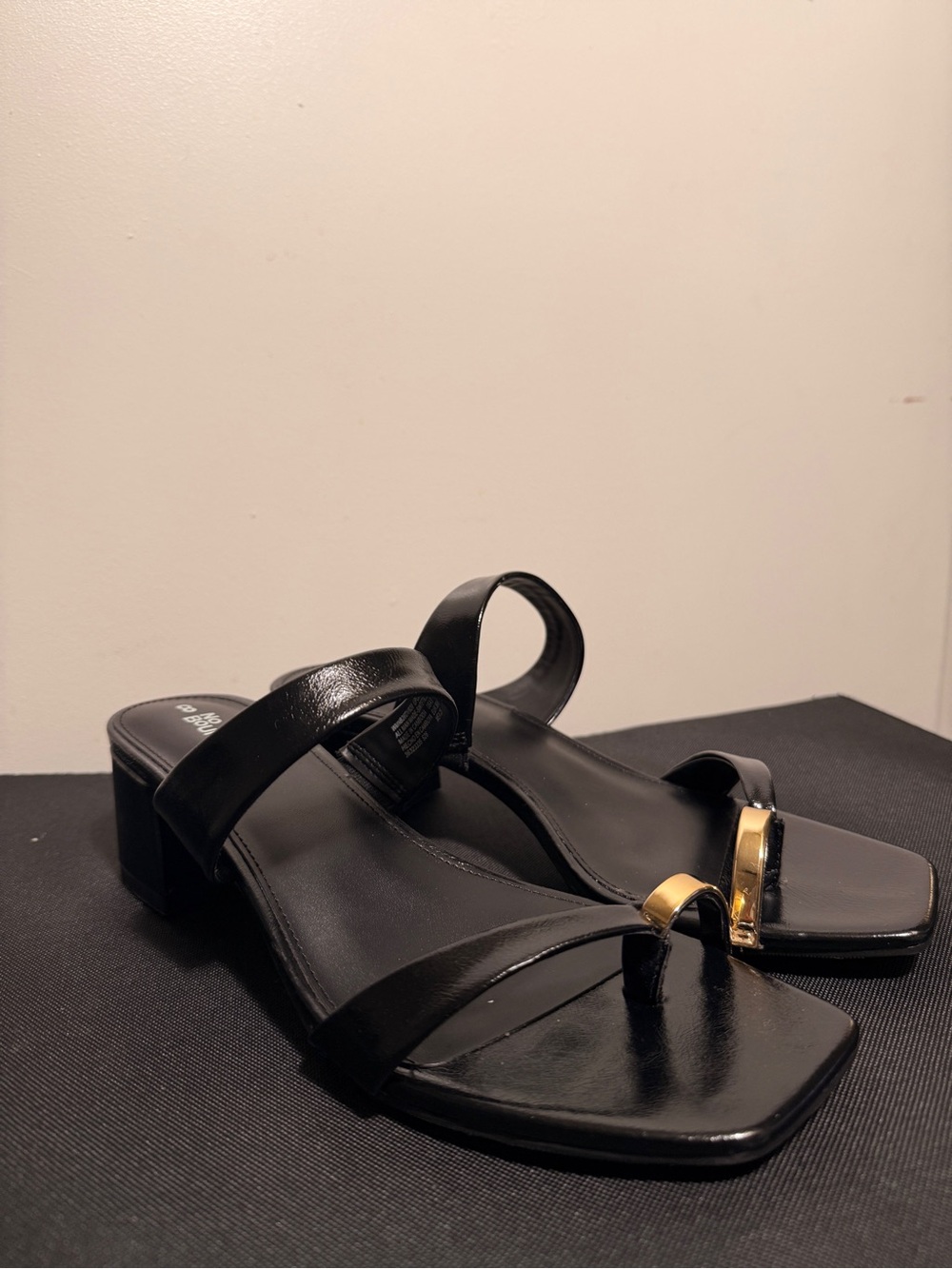 Low Block Heel Sandals with Gold Accent